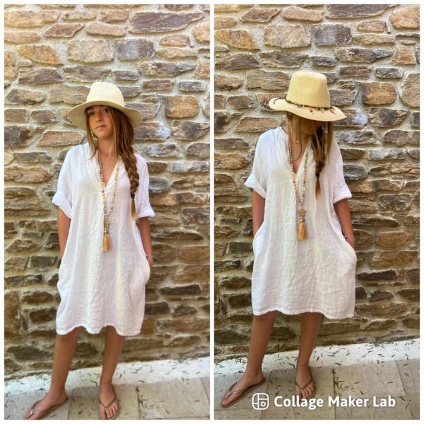 Robe en lin col mao LOLA