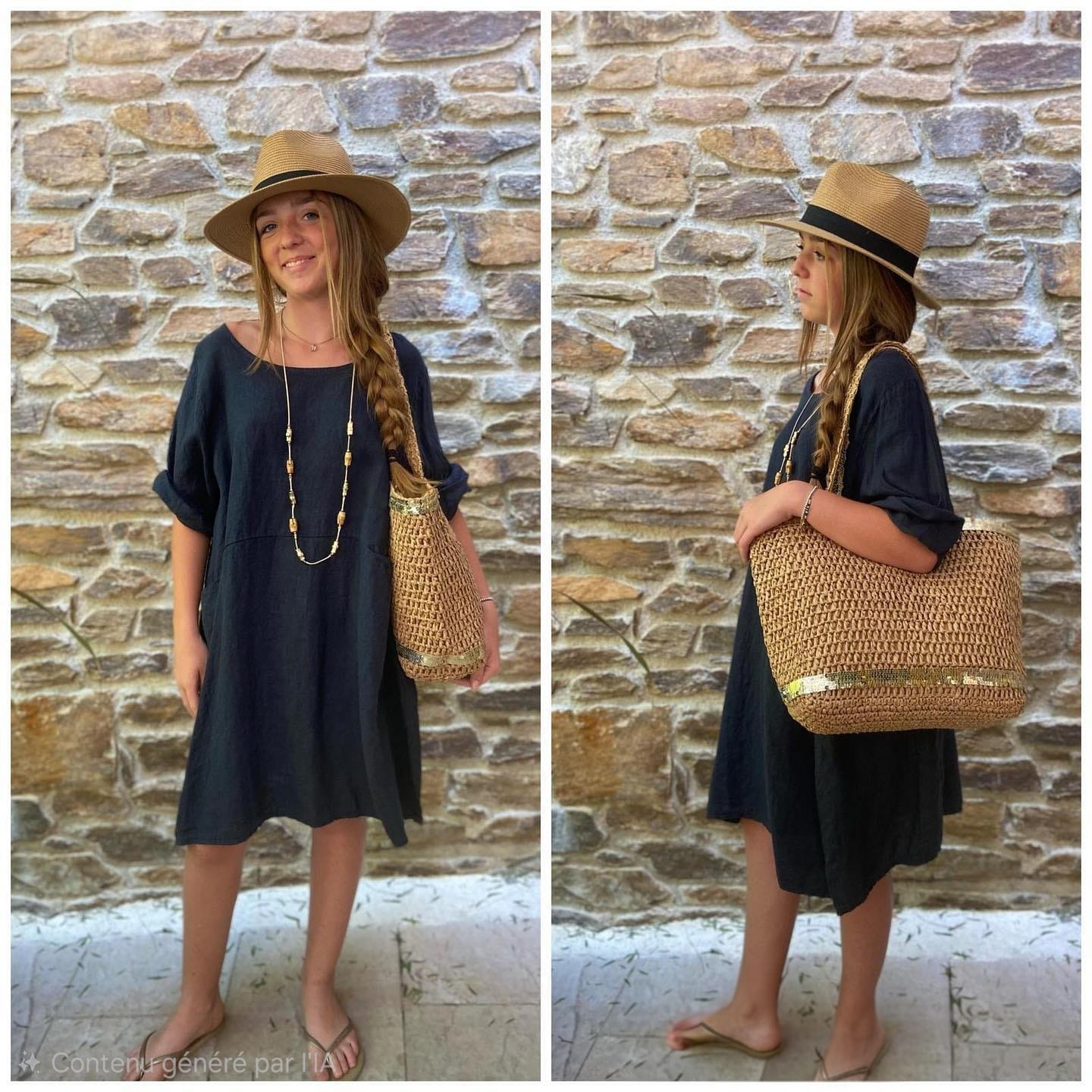 robe lin bleu marine